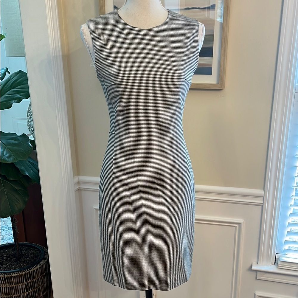 Theory Gray Sheath Mini Dress Crew Neck Sleeveless